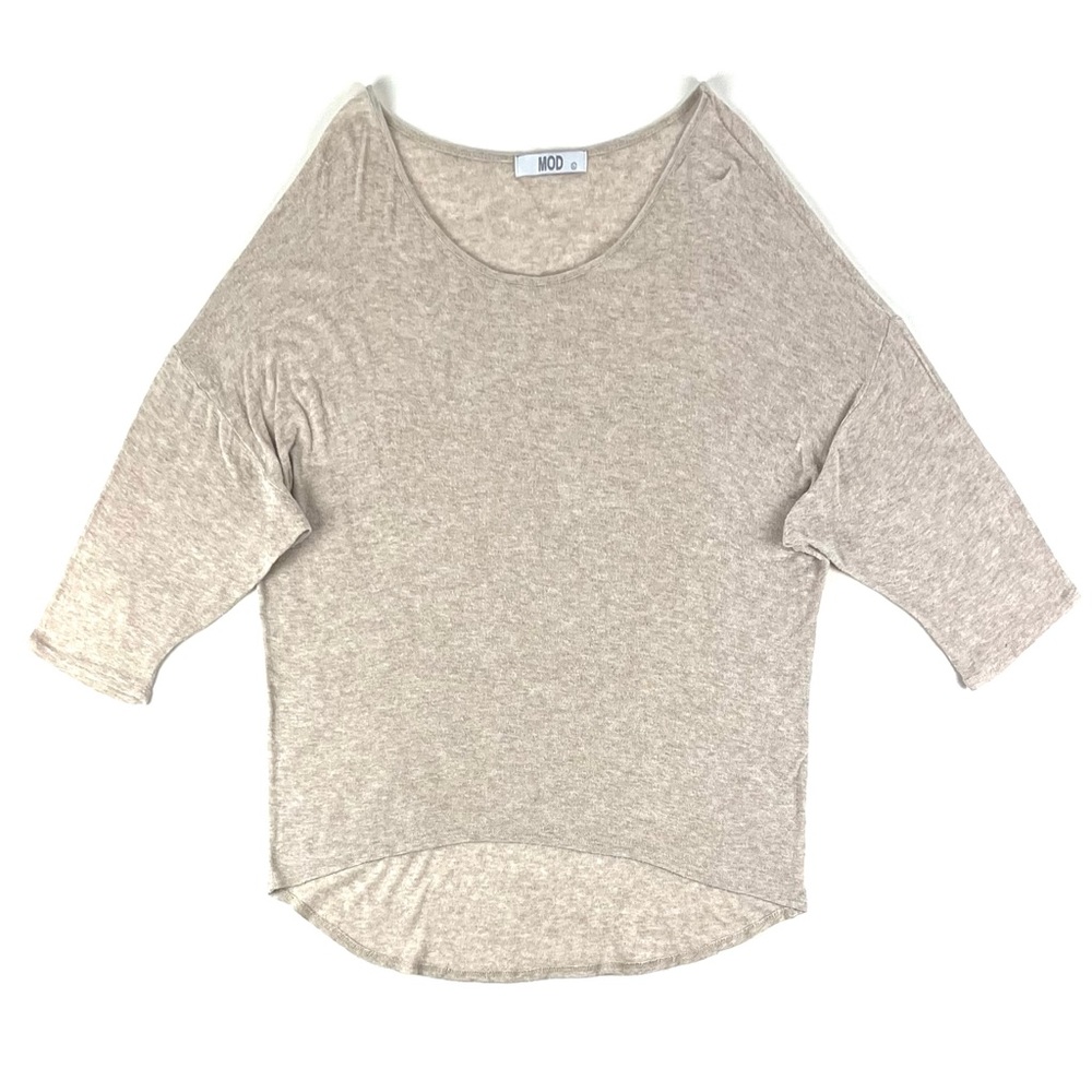 MOD Boutique Oatmeal Slouchy 3/4 Sleeve Knit Tee
